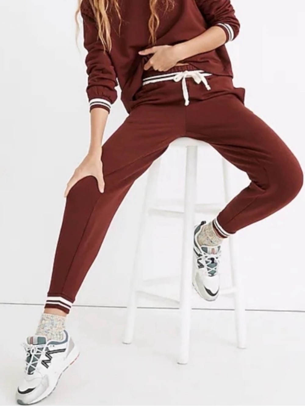 Madewell Women's Maroon Jogger Sweatpants - loungewear - size XXS